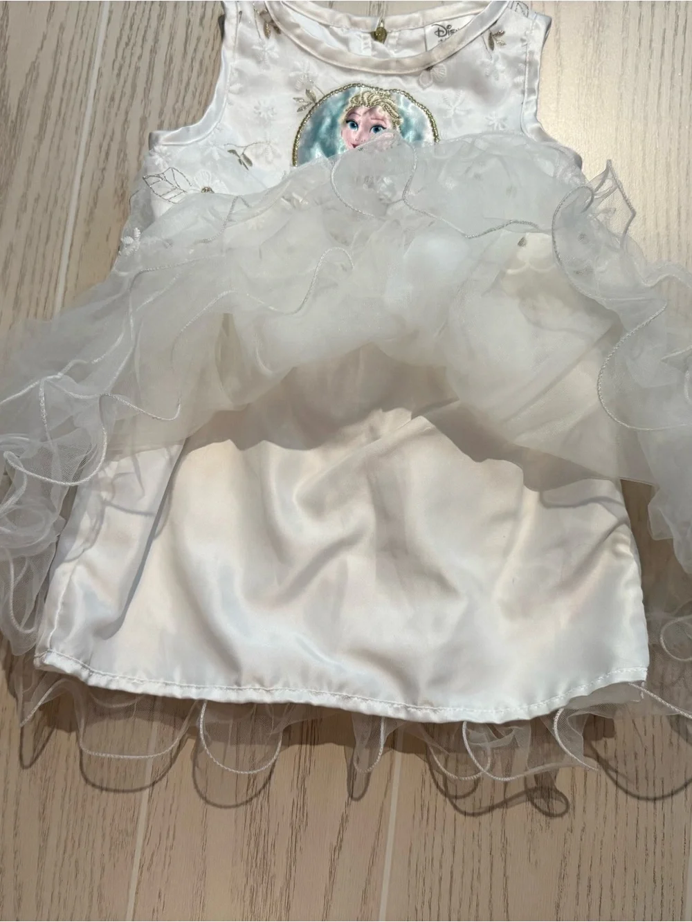 Disney Store Frozen Elsa Dress Girls 2 White Tulle‎ Princess Costume EUC